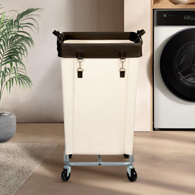 STO STO rolling laundry cart with steel frame supports heavy loads