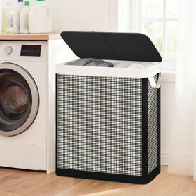 STO STO two-section laundry sorter keeps lights and darks separate for easier sorting.
