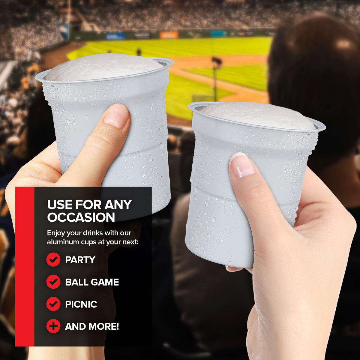 Stock Your Home cups on a party table, ready for guests and beverages