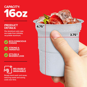 Stock Your Home 16oz aluminum cups stacked to show ample capacity