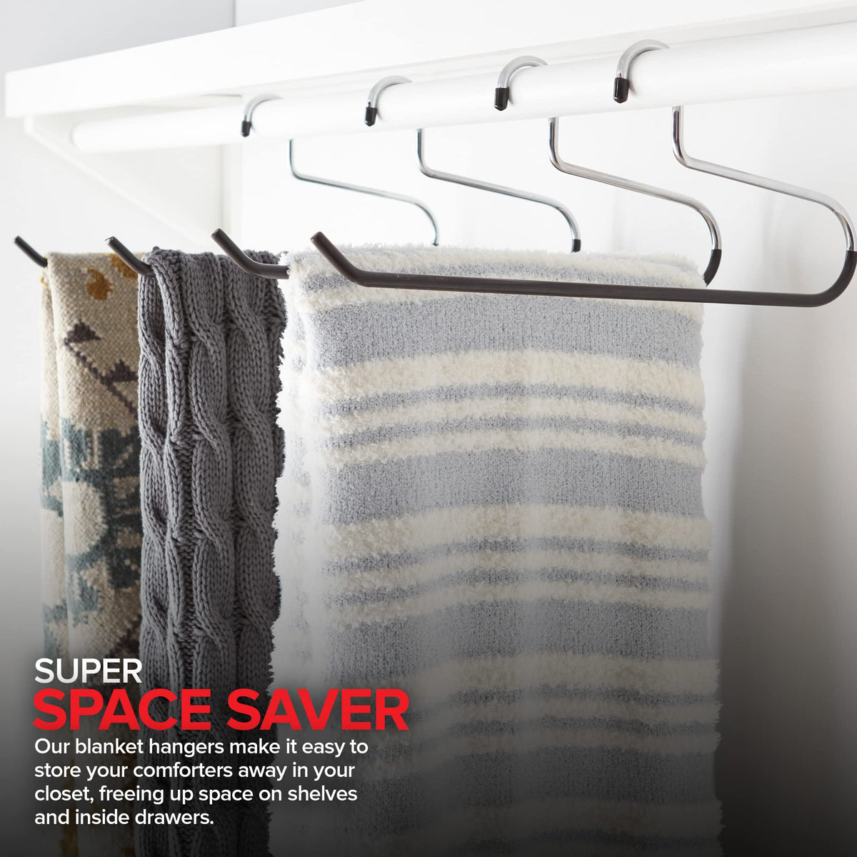Stock Your Home space-saving hangers free up closet shelves