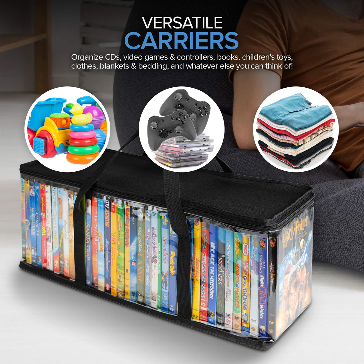 Stock Your Home DVD Storage Bags set 6 black color for discreet storage.