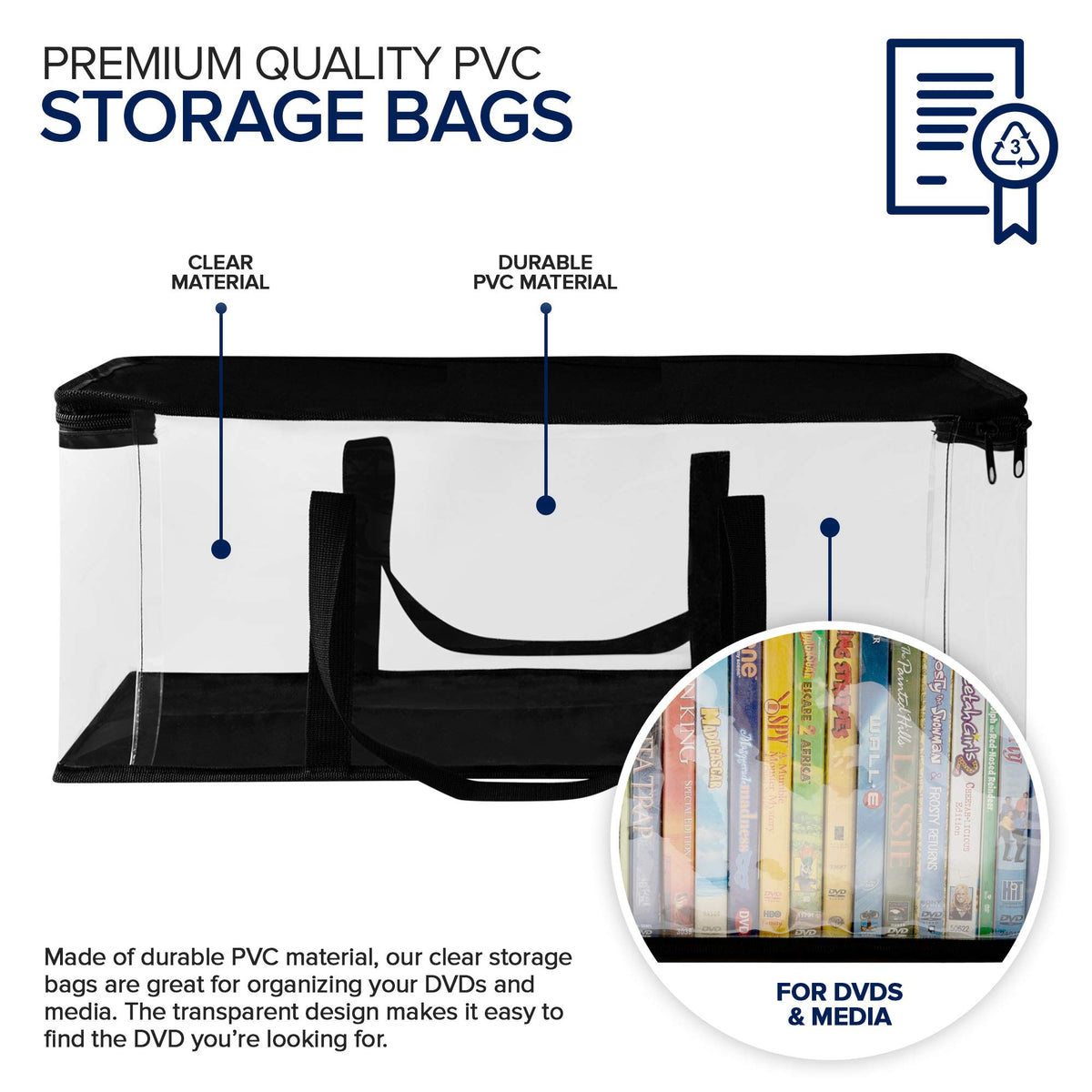 Stock Your Home DVD Storage Bags set 6 with built-in carrying handles for easy transport.