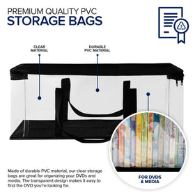 Stock Your Home DVD Storage Bags set 6 with built-in carrying handles for easy transport.