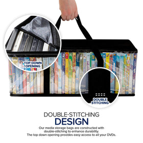 Stock Your Home DVD Storage Bags set 6 clear plastic material to reveal contents.