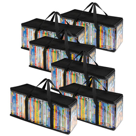 Stock Your Home DVD Storage Bags set 6, front view showing clear organization for DVDs.