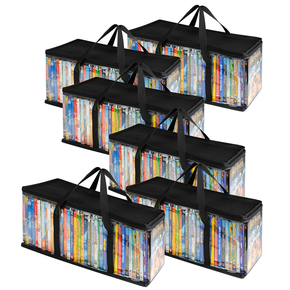 Stock Your Home DVD Storage Bags set 6, front view showing clear organization for DVDs.