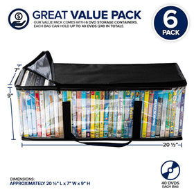 Stock Your Home DVD Storage Bags set 6 top-opening design for quick access.