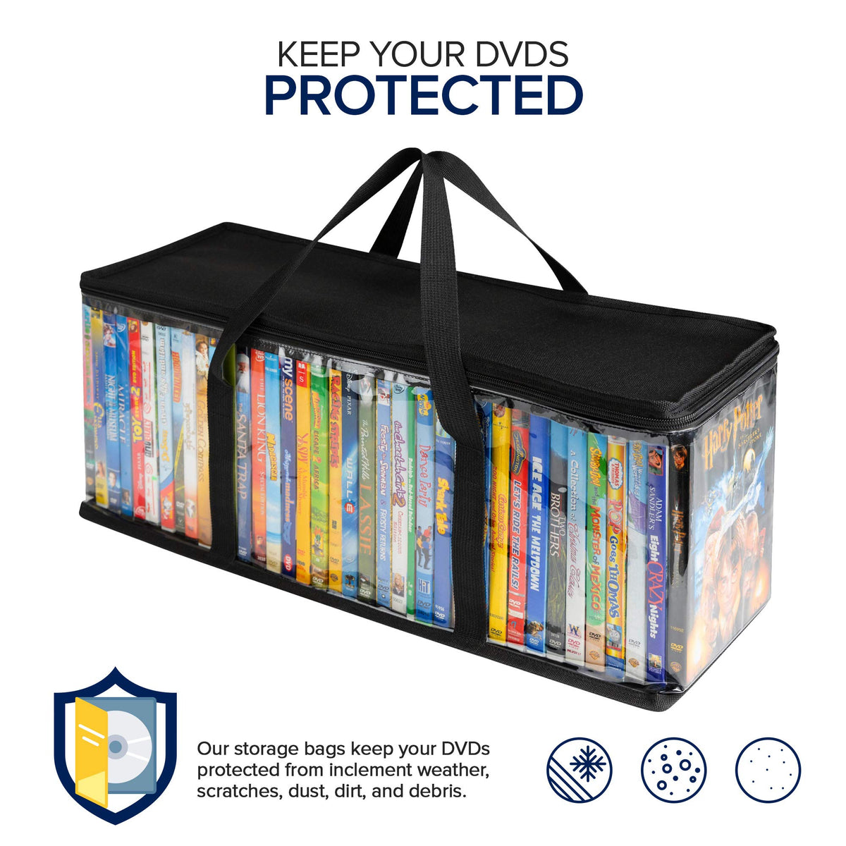 Stock Your Home DVD Storage Bags set 6 weather-proof protection against moisture and dust.