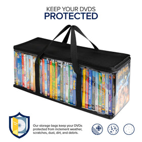Stock Your Home DVD Storage Bags set 6 weather-proof protection against moisture and dust.