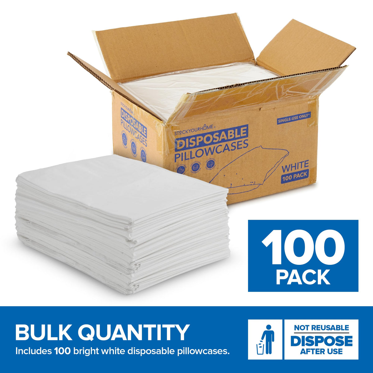 Stock Your Home white disposable pillow cases present a clean, hygienic clinic look.