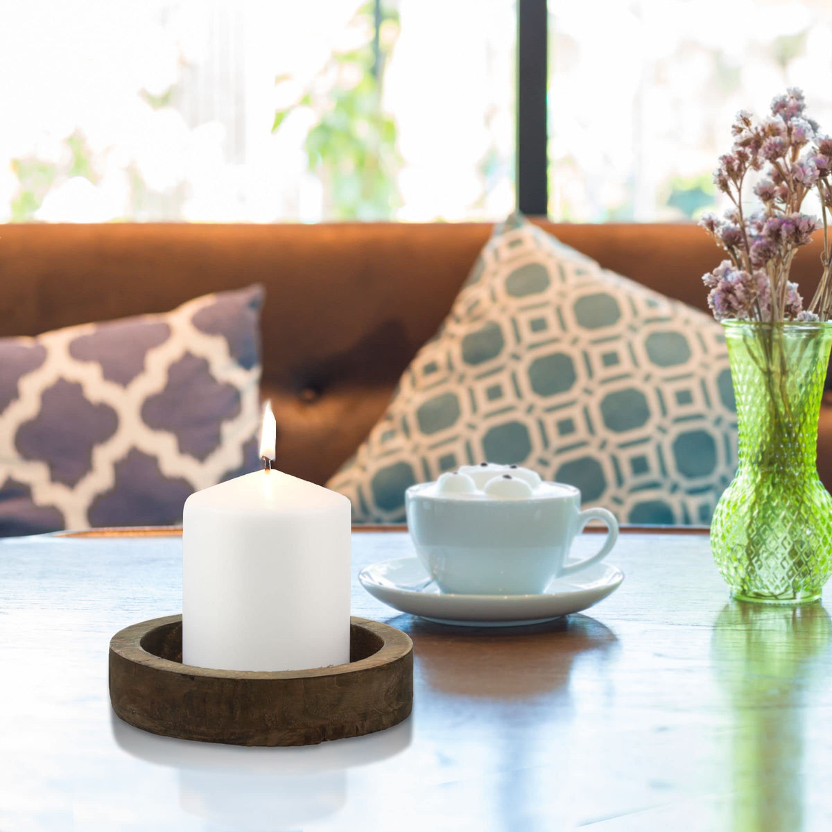 Stonebriar 35-hour burn pillar candle provides hours of steady light.