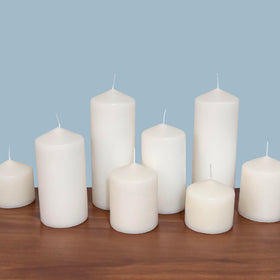 Stonebriar white pillar candle with lead-free cotton wick for clean, safe burn.
