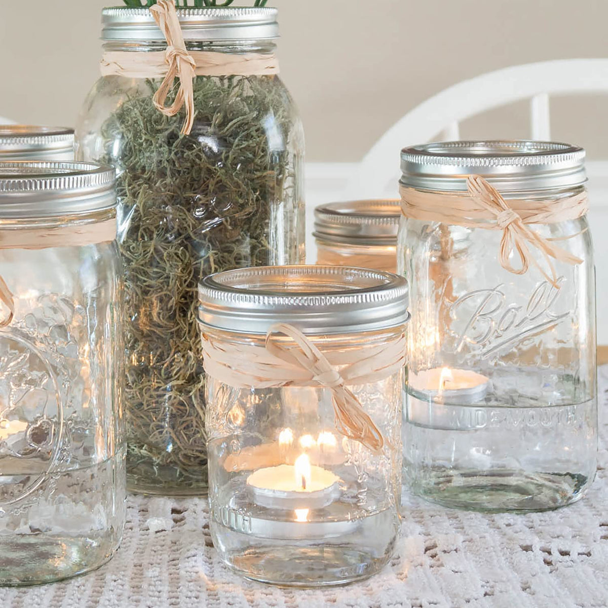 Stonebriar unscented tea light in aluminum tin for smokeless, safe ambiance.