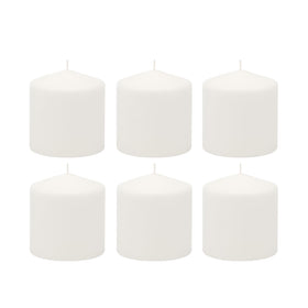 Stonebriar unscented white pillar candle 3x3 on centerpiece for warm ambience