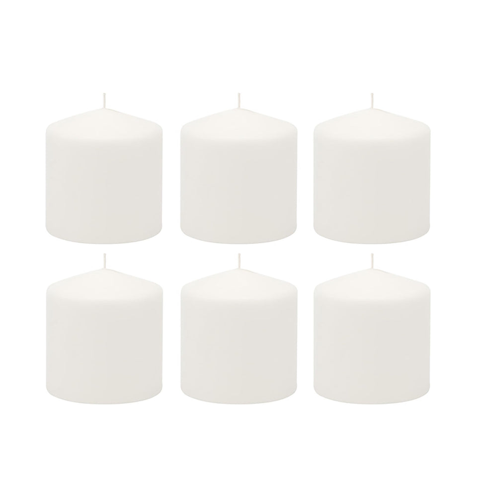 Stonebriar unscented white pillar candle 3x3 on centerpiece for warm ambience