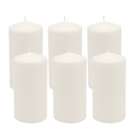 Stonebriar unscented white tall pillar candle 3x6 with 65-hour burn for relaxing ambiance.