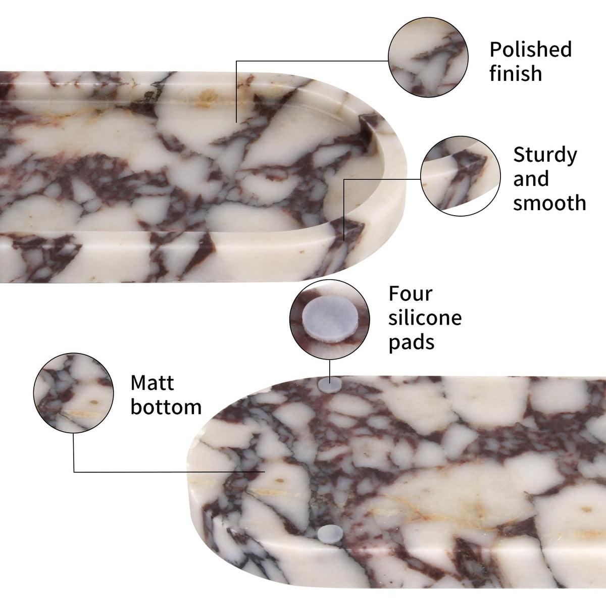 Stonemanus marble tray showing perfume bottles and jewelry