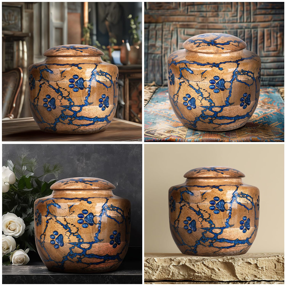 STONLIF blue small urn showing 10 cu in capacity