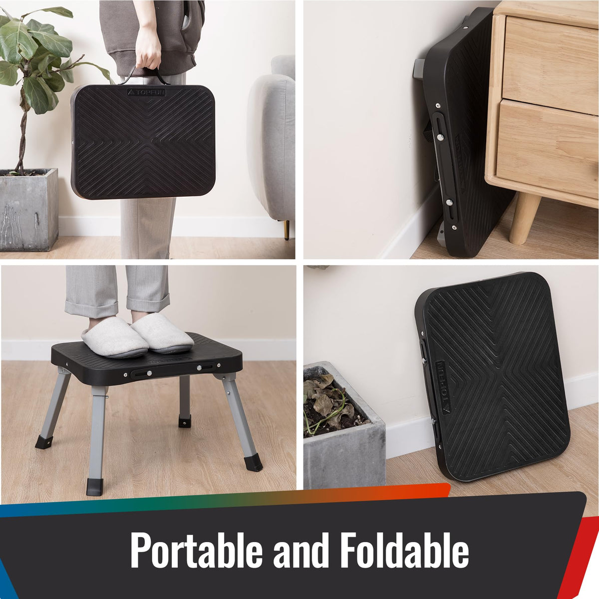 STOODER soft feet pads prevent floor scratches while stabilizing the stool