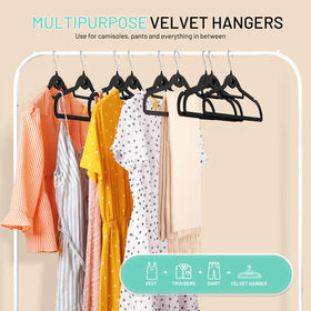 STOPKLAS heavy-duty velvet hangers support bulky garments without sagging.