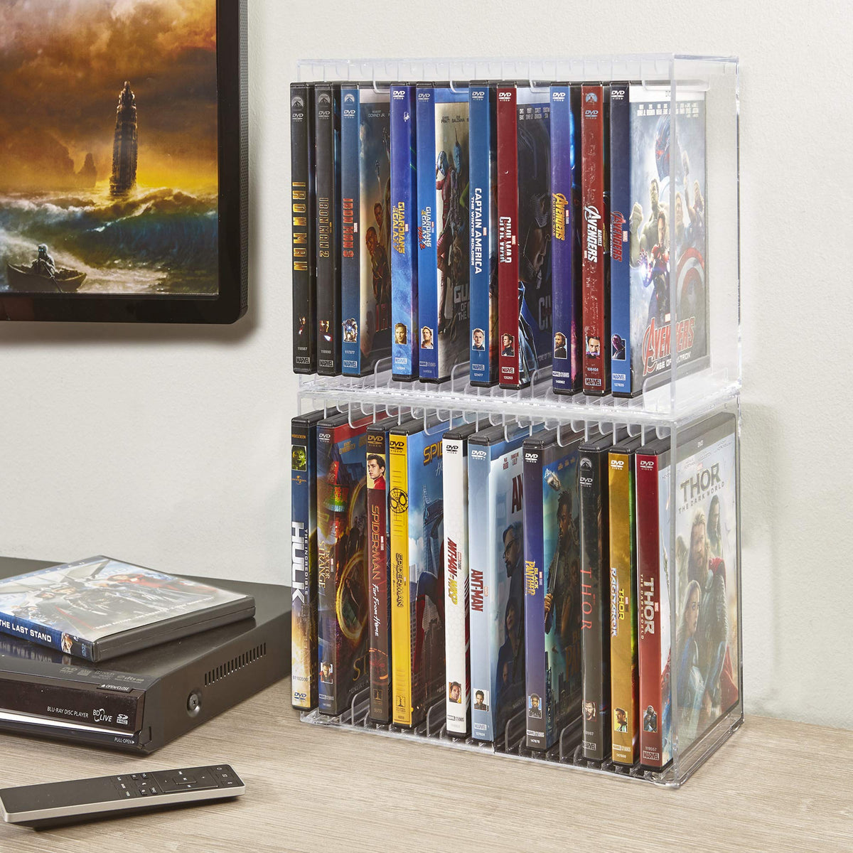 STORi DVD organizer base with four rubber feet for stability