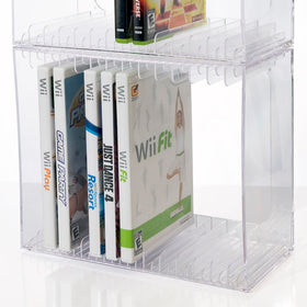 STORi space-saving DVD storage on a desk or shelf