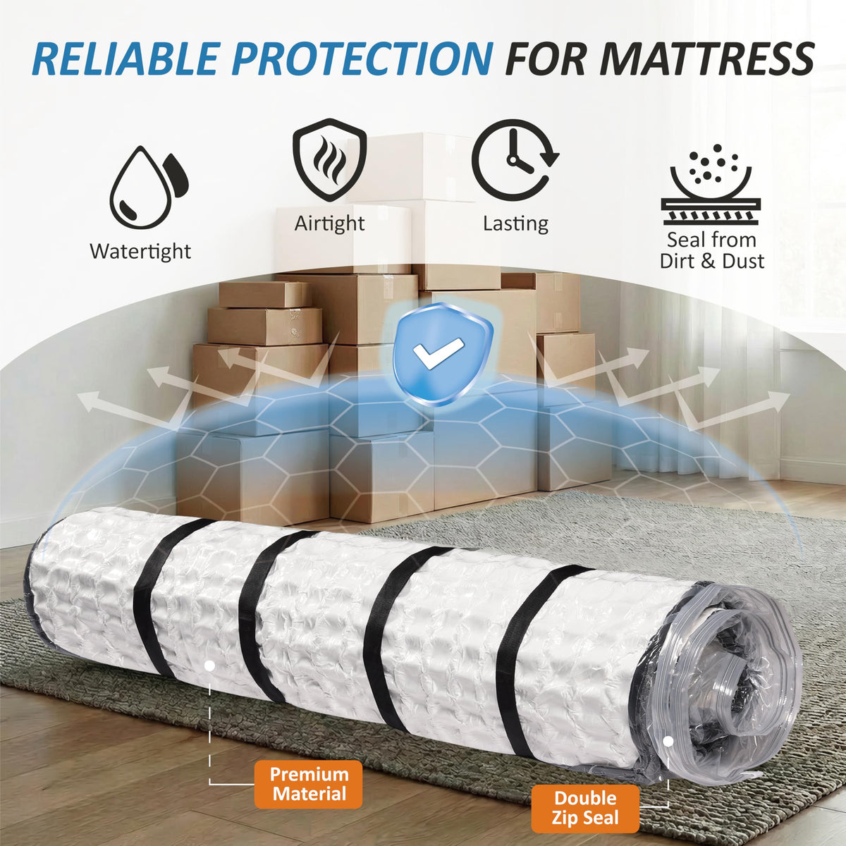 Leakproof PA+PE material protects mattress from dust and punctures