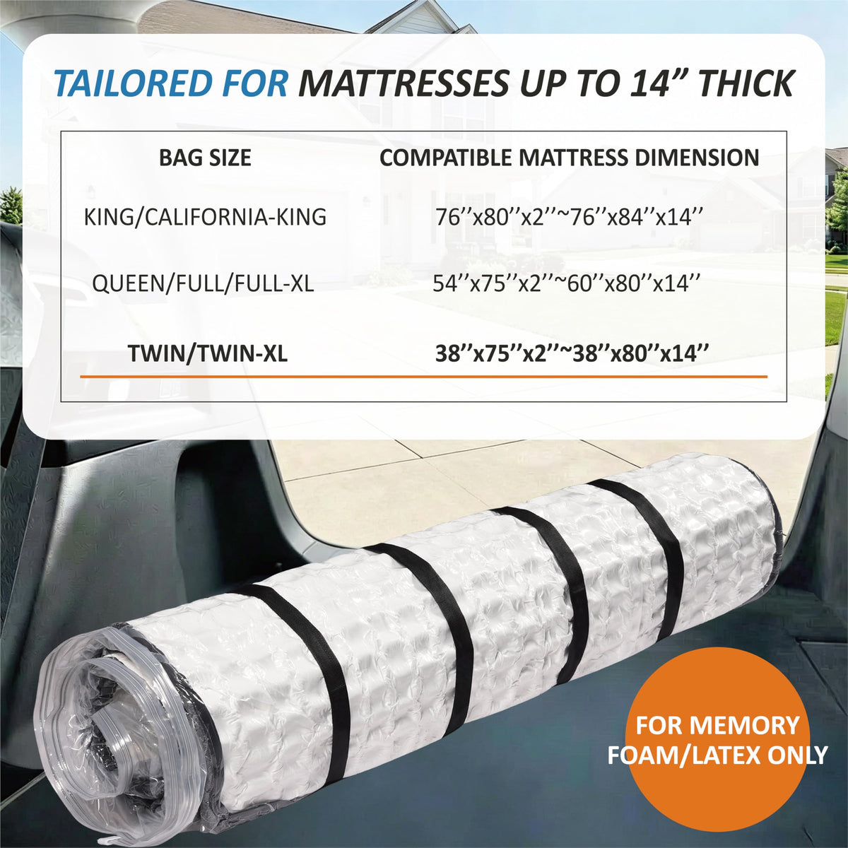 Storage Logic precise twin XL size fits foam and latex mattresses.