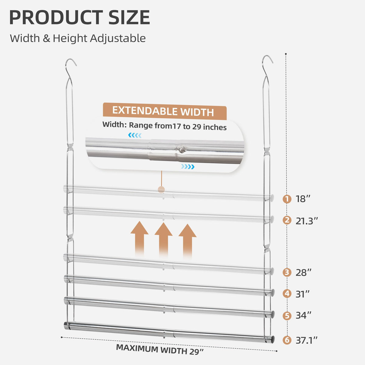 Storage Maniac adjustable width rod enables a precise closet fit