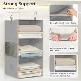 Storage Maniac anti-fall design with clear PVC front keeps items visible