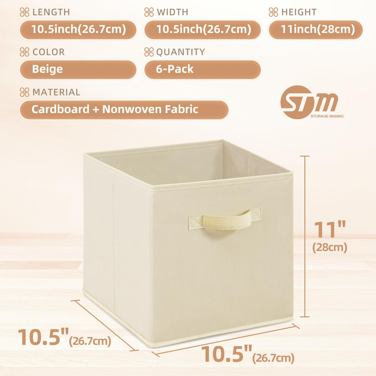 Storage Maniac beige on shelf with cube organizer