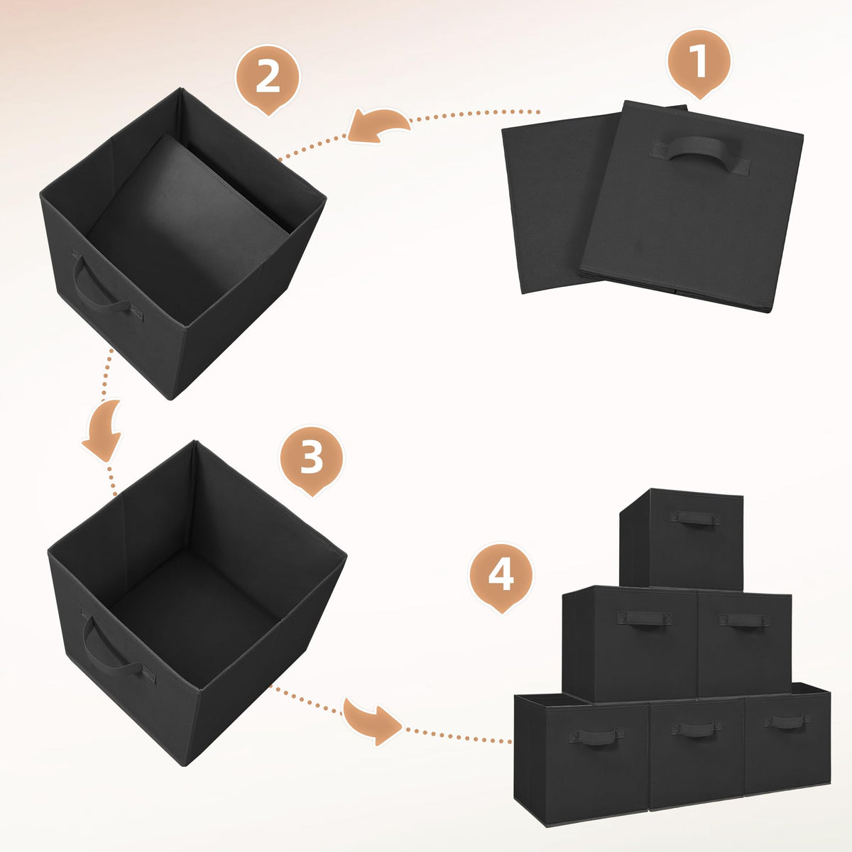 Storage Maniac black fabric cubes ideal for modern shelves and offices
