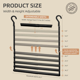 Storage Maniac extender in use, adding extra hanging area over existing rod.