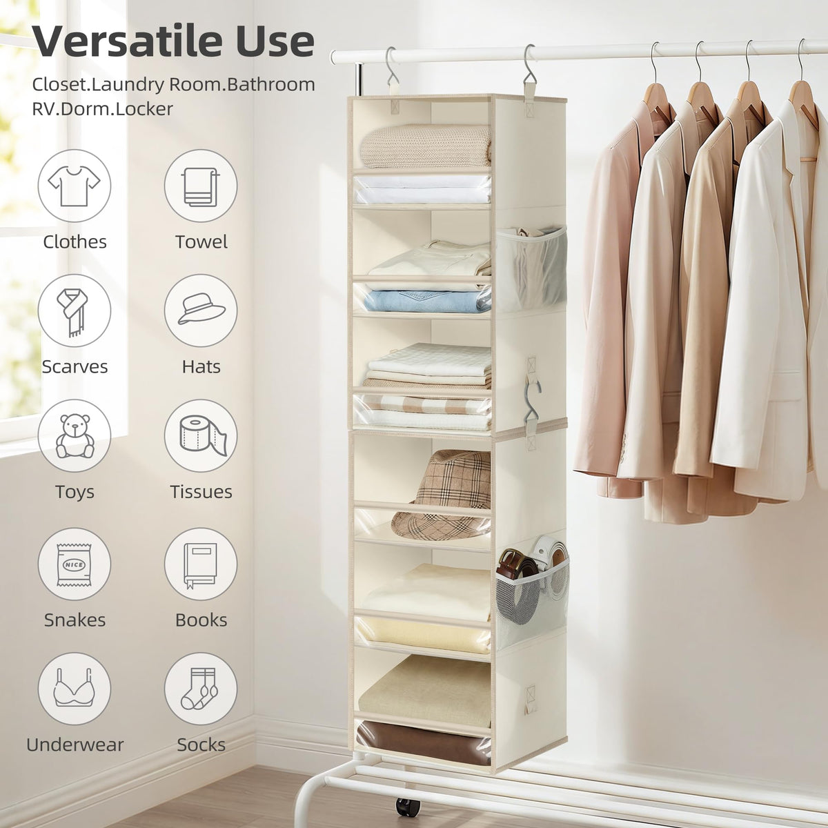 Storage Maniac collapsible design saves space when not in use.