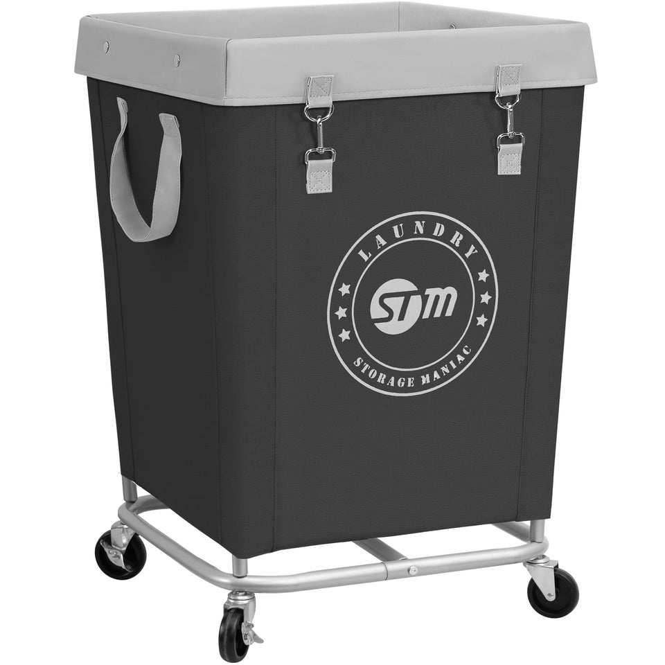 Storage Maniac commercial laundry cart frame shows sturdy steel construction for daily use.