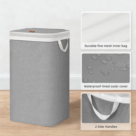Storage Maniac dorm bathroom and bedroom hamper fits compact spaces in gray.