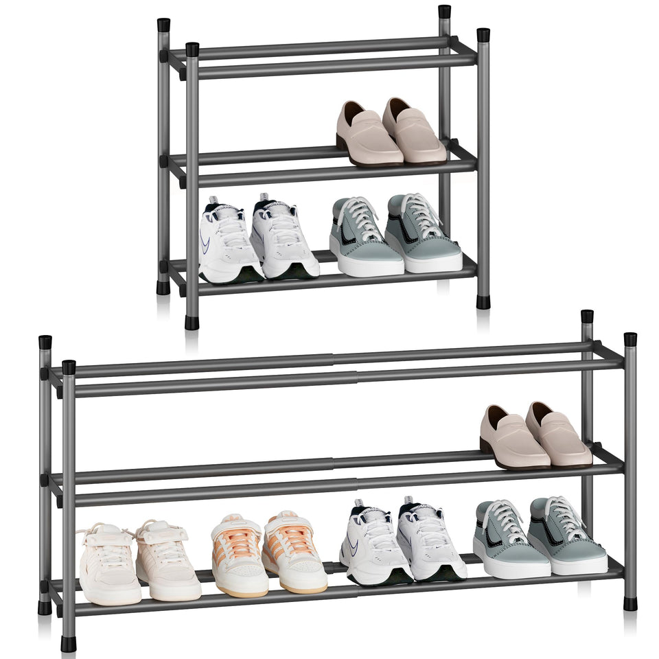 Storage Maniac expandable shoe rack 3-tier black in closet