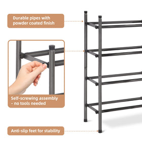 Storage Maniac metal frame emphasizes durability for daily shoe storage.