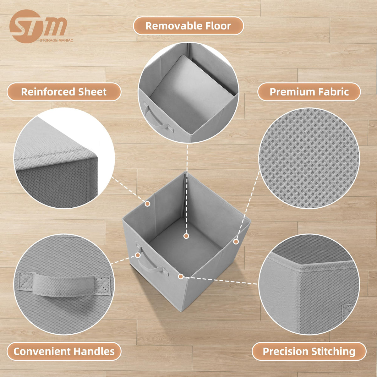 Storage Maniac fabric bin close-up highlights durable material designed for daily use.