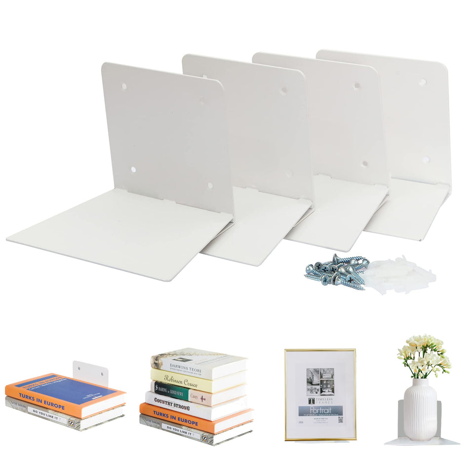 Storage Maniac floating book shelves on a wall create a discreet, floating book display.