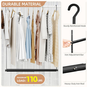 Storage Maniac heavy-duty chrome closet bar supports up to 110 pounds in busy closets.