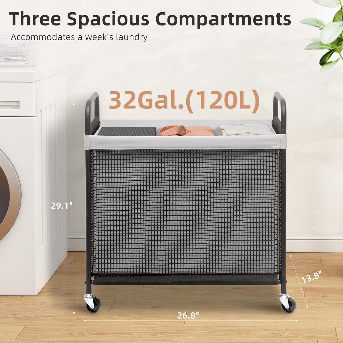 Storage Maniac removable canvas laundry bag for easy transport and cleaning.