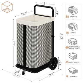 Storage Maniac cart with removable canvas liner for easy transport of dirty clothes.