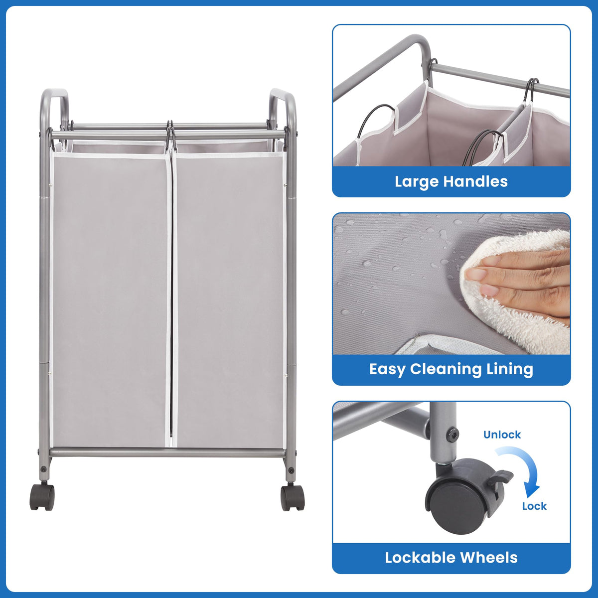 STORAGE MANIAC dimensions help plan placement in closets or laundry areas.