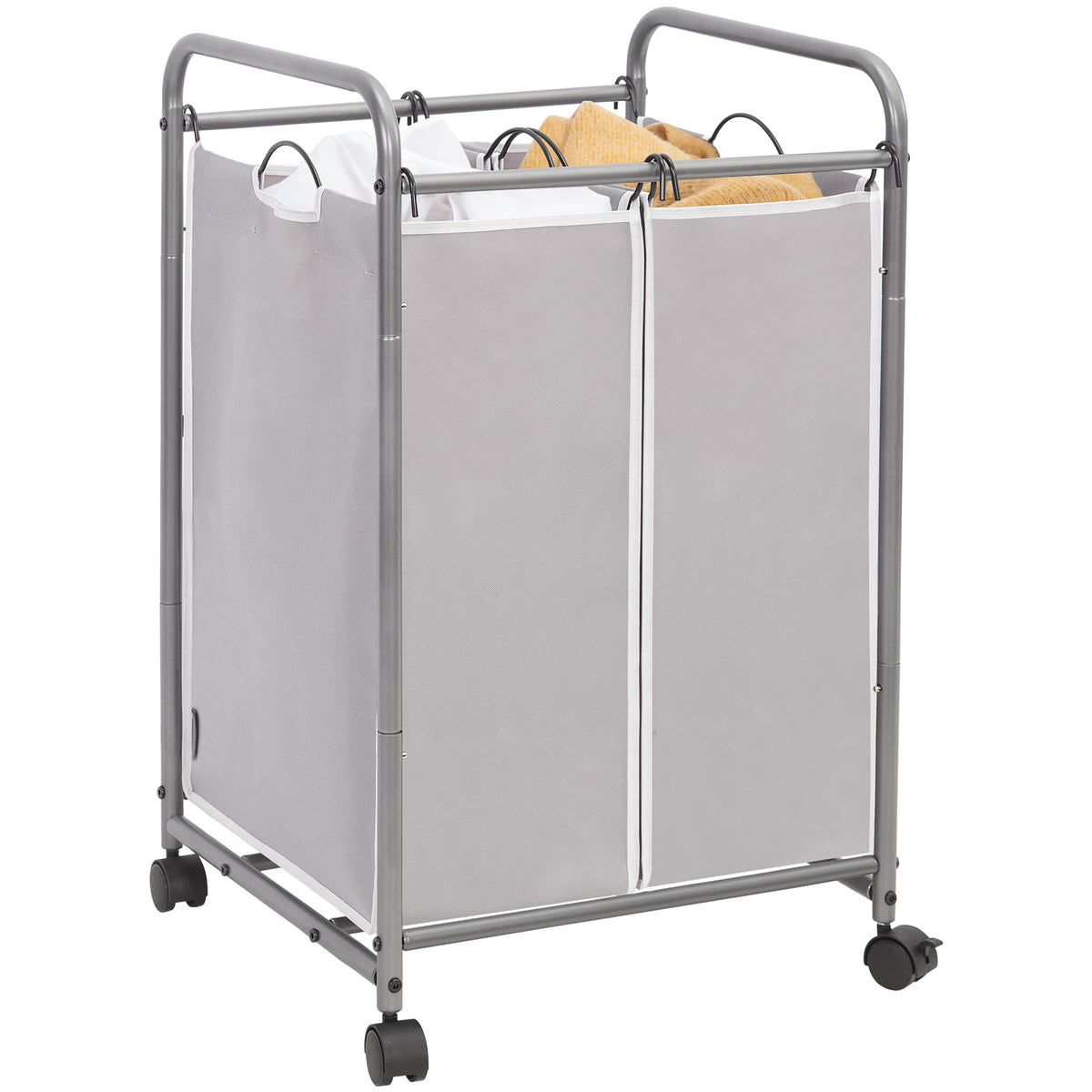 STORAGE MANIAC Laundry Sorter 2-Section frame keeps laundry neatly organized and easy to move.