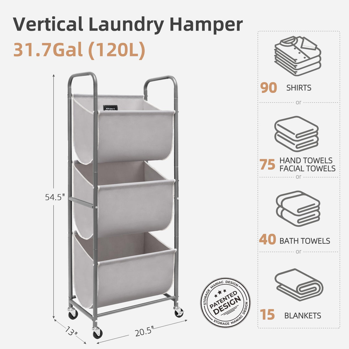 Storage Maniac two lockable casters provide stability when needed.