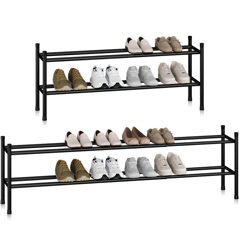 Storage Maniac long expandable shoe rack extended length for 8–12 pairs