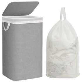 Storage Maniac metal frame laundry hamper with lid for a tidy laundry space.