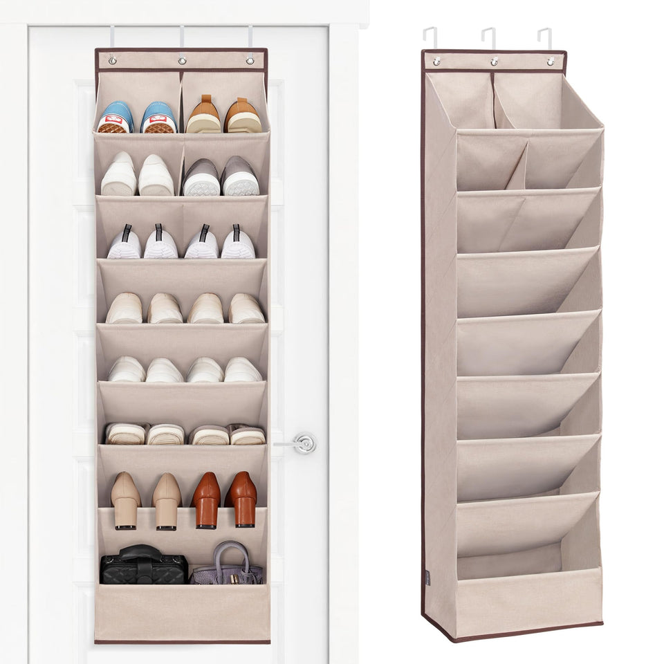 STORAGE MANIAC over-the-door organizer with 10 pockets for shoes on a narrow door
